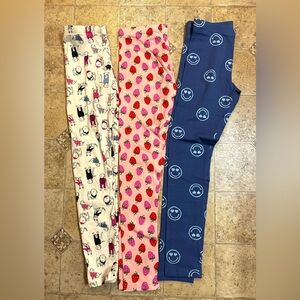 3 Pairs of Girls wonder nation Stretchy Patterned Leggings Sz Large 10-12 NWOT